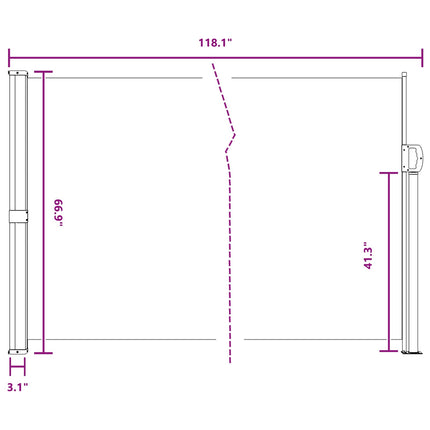 Utfällbar sidomarkis Antracit 300 x 170 cm Polyester