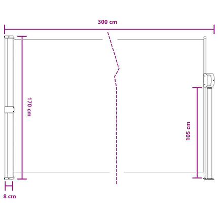 Utfällbar sidomarkis Sand 300 x 170 cm Polyester