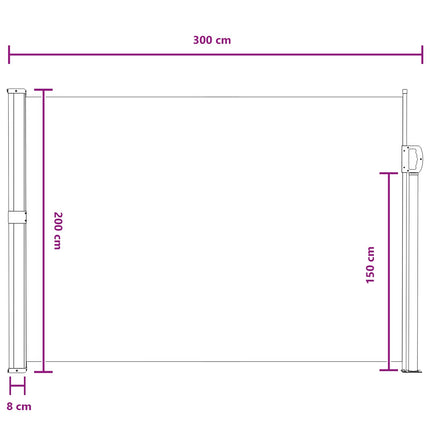 Utfällbar sidomarkis Grå 300 x 200 cm Polyester