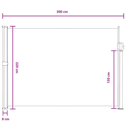 Utfällbar sidomarkis Sand 300 x 220 cm Polyester