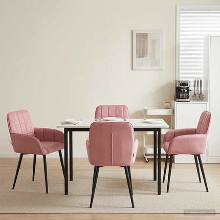 Matstolar 4 pcs Sammet Rosa 57 x 50 x 85 cm