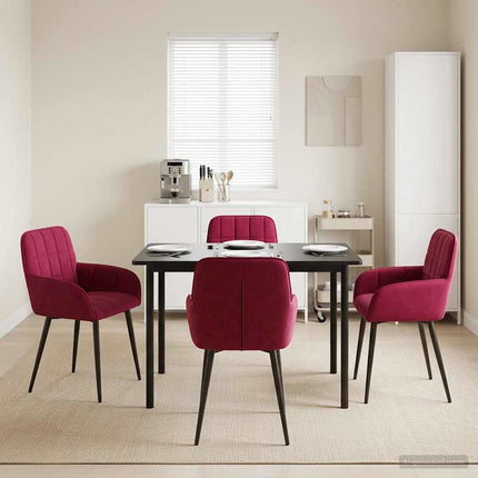 Matstolar 4 pcs Sammet Vinröd 57 x 50 x 85 cm