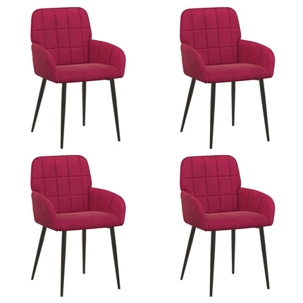 Matstolar 4 pcs Sammet Vinröd 57 x 50 x 85 cm