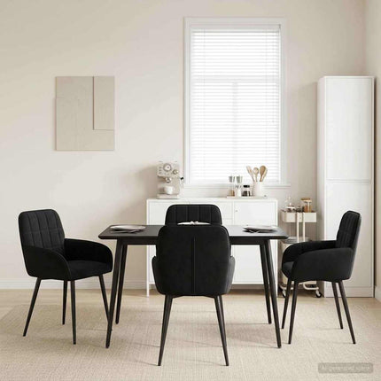 Matstolar 4 pcs Sammet Svart 57 x 50 x 85 cm