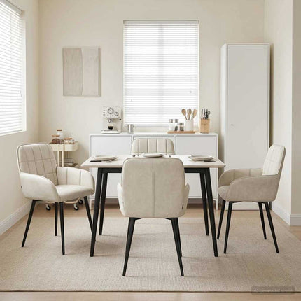 Matstolar 4 pcs Sammet Gräddvit 57 x 50 x 85 cm
