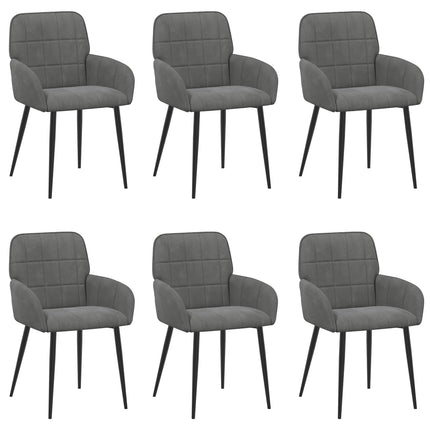 Matstolar 6 pcs Sammet Mörkgrå 57 x 50 x 85 cm