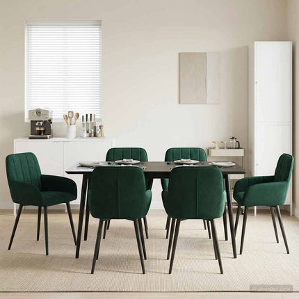 Matstolar 6 pcs Sammet Mörkgrön 57 x 50 x 85 cm
