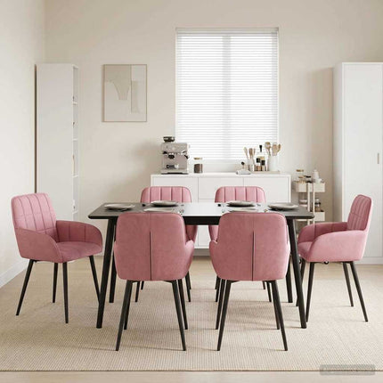 Matstolar 6 pcs Sammet Rosa 57 x 50 x 85 cm