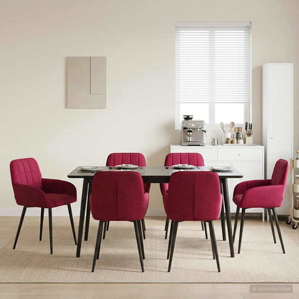 Matstolar 6 pcs Sammet Vinröd 57 x 50 x 85 cm