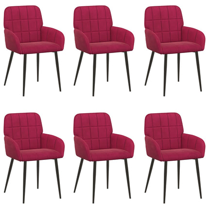 Matstolar 6 pcs Sammet Vinröd 57 x 50 x 85 cm