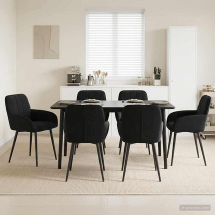 Matstolar 6 pcs Sammet Svart 57 x 50 x 85 cm