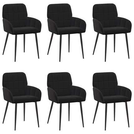 Matstolar 6 pcs Sammet Svart 57 x 50 x 85 cm