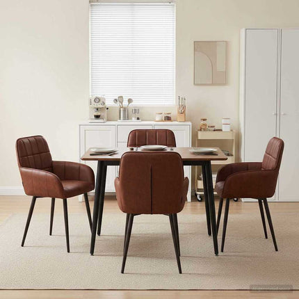 Matstolar 4 pcs Konstläder Skinande Brun 57 x 50 x 85 cm