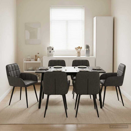 Matstolar 6 pcs Konstläder Svart 57 x 50 x 85 cm