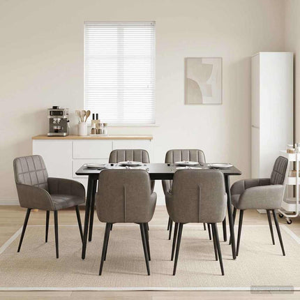Matstolar 6 pcs Konstläder Grå 57 x 50 x 85 cm