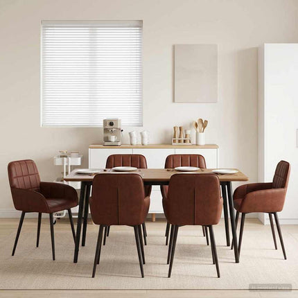 Matstolar 6 pcs Konstläder Skinande Brun 57 x 50 x 85 cm