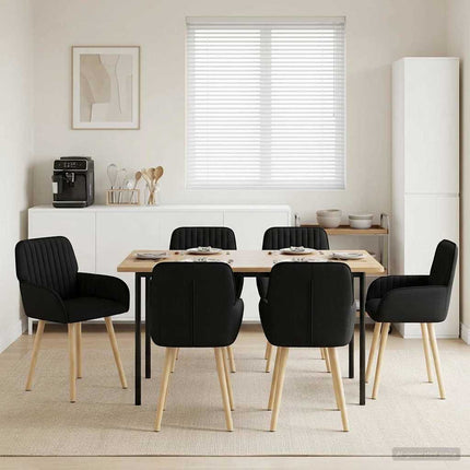 Matstolar 6 pcs Tyg Svart 56,5 x 50 x 87,5 cm
