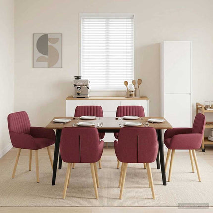 Matstolar 6 pcs Tyg Vinröd 56,5 x 50 x 87,5 cm