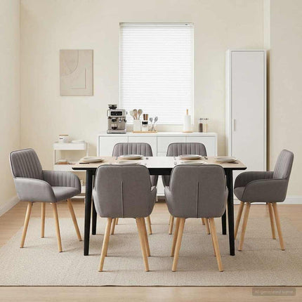 Matstolar 6 st Tyg Taupe 56,5 x 50 x 87,5 cm