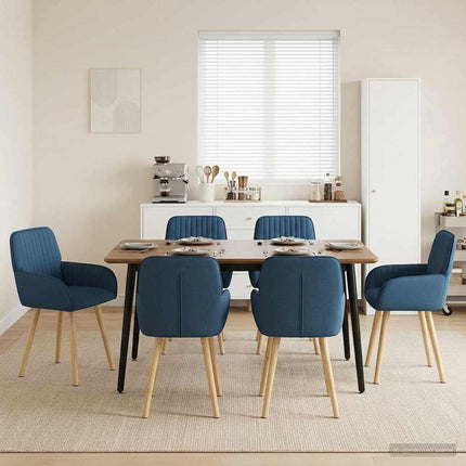 Matstolar 6 pcs Tyg Blå 56,5 x 50 x 87,5 cm