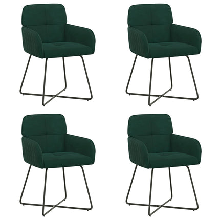 Matstolar 4 st Sammet Mörkgrön 59 x 56,5 x 86 cm