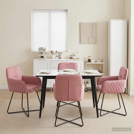 Matstolar 4 pcs Sammet Rosa 59 x 56,5 x 86 cm