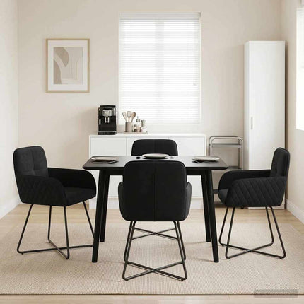 Matstolar 4 st Sammet Svart 59 x 56,5 x 86 cm