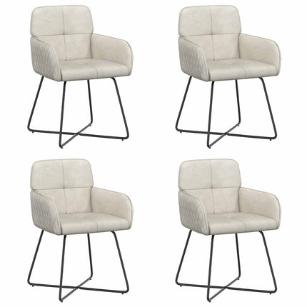 Matstolar 4 st Sammet Gräddvit 59 x 56,5 x 86 cm