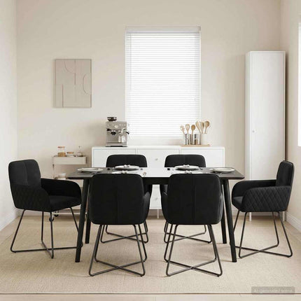 Matstolar 6 st Sammet Svart 59 x 56,5 x 86 cm