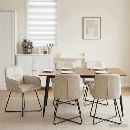 Matstolar 6 pcs Sammet Gräddvit 59 x 56,5 x 86 cm