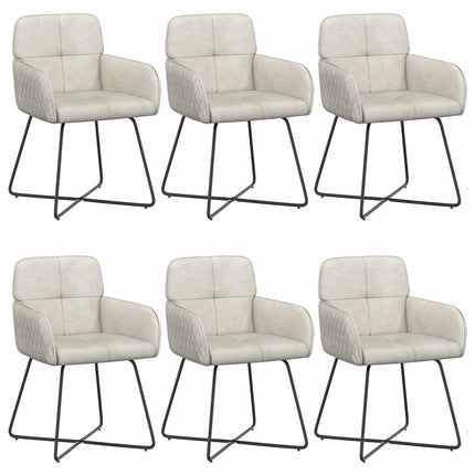 Matstolar 6 pcs Sammet Gräddvit 59 x 56,5 x 86 cm