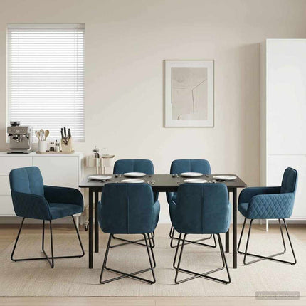 Matstolar 6 st Sammet Blå 59 x 56,5 x 86 cm