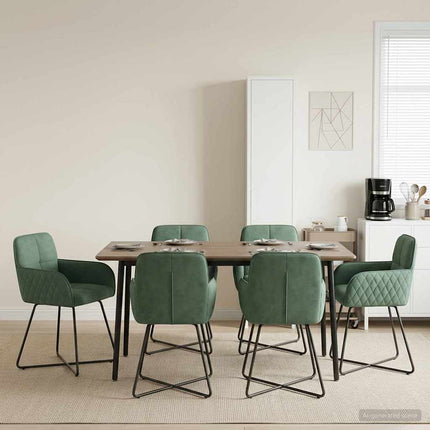 Matstolar 6 pcs Sammet Havgrön 59 x 56,5 x 86 cm