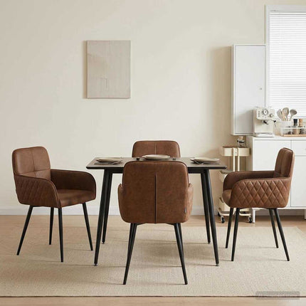 Matstolar 4 pcs Faux Mockaläder Brun 59 x 56,5 x 85 cm