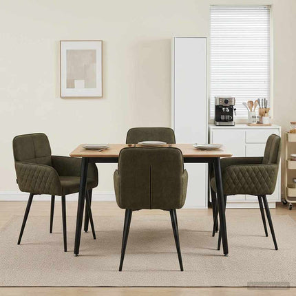 Matstolar 4 st Faux Mockaläder Armégrön 59 x 56,5 x 85 cm