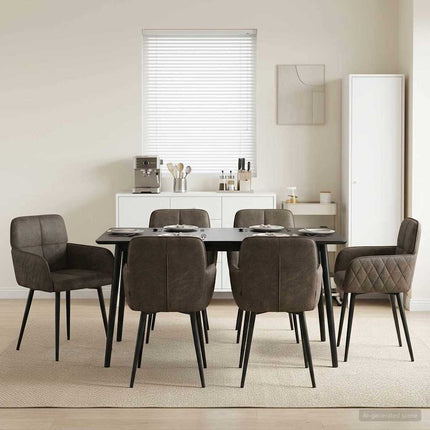 Matstolar 6 st Faux Mockaläder Mörkgrå 59 x 56,5 x 85 cm