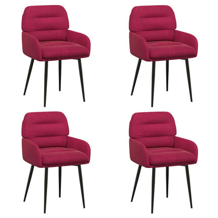 Matstolar 4 pcs Sammet Vinröd 59 x 59,5 x 90 cm