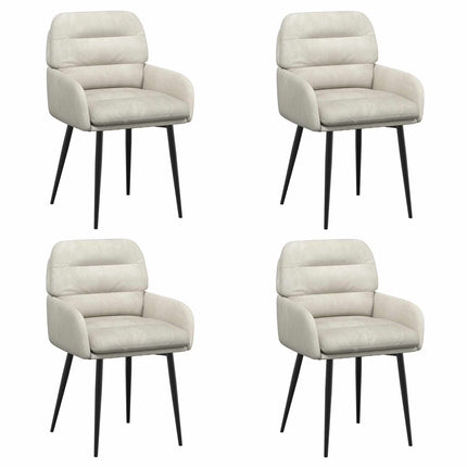 Matstolar 4 pcs Sammet Gräddvit 59 x 59,5 x 90 cm