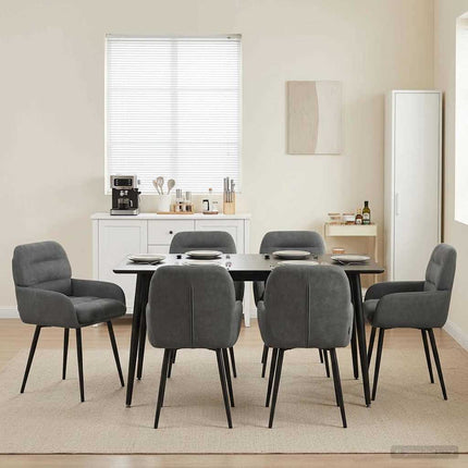 Matstolar 6 st Sammet Mörkgrå 59 x 59,5 x 90 cm