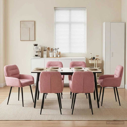 Matstolar 6 pcs Sammet Rosa 59 x 59,5 x 90 cm