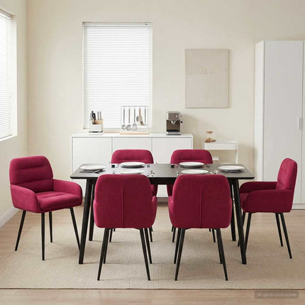 Matstolar 6 st Sammet Vinröd 59 x 59,5 x 90 cm