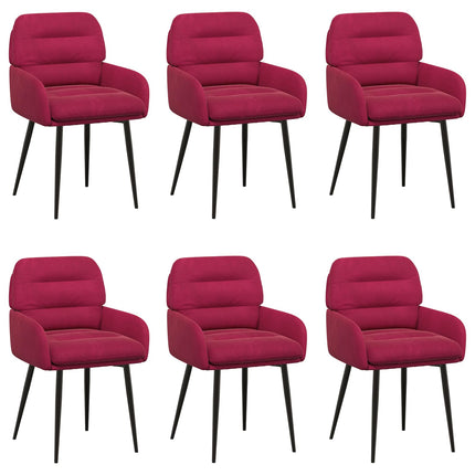 Matstolar 6 pcs Sammet Vinröd 59 x 59,5 x 90 cm
