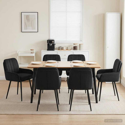 Matstolar 6 st Sammet Svart 59 x 59,5 x 90 cm