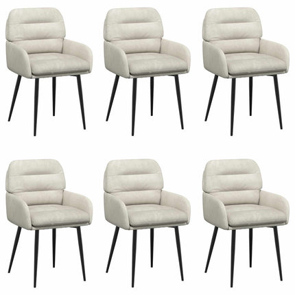 Matstolar 6 pcs Sammet Gräddvit 59 x 59,5 x 90 cm