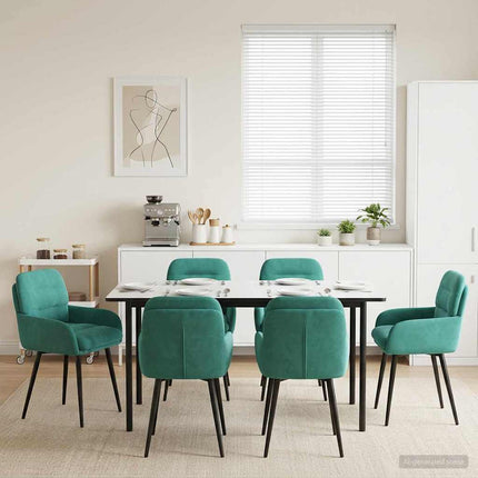 Matstolar 6 st Sammet Turkos 59 x 59,5 x 90 cm