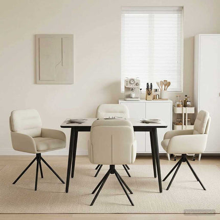 Svängande Matstolar 4 pcs Konstläder Gräddvit 59 x 59,5 x 90 cm