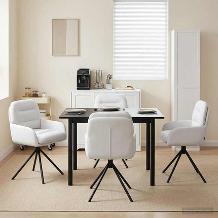 Svängande Matstolar 4 pcs Konstläder Vit 59 x 59,5 x 90 cm