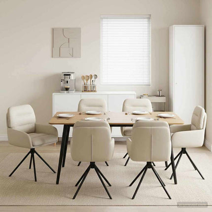 Svängande Matstolar 6 pcs Konstläder Gräddvit 59 x 59,5 x 90 cm