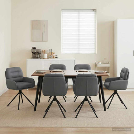 Svängande Matstolar 6 st Konstläder Grå 59 x 59,5 x 90 cm