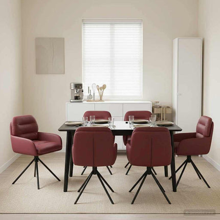 Svängande Matstolar 6 st Konstläder Vinröd 59 x 59,5 x 90 cm